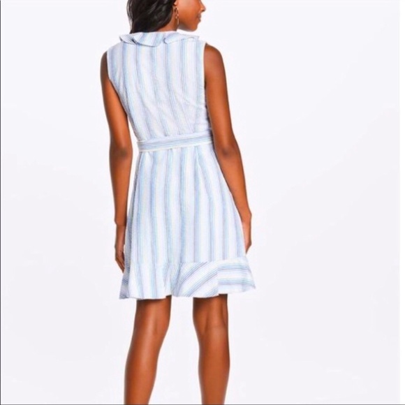 NWT Draper James Seersucker Ruffle Wrap Dress, Size 2, Multi Color Summer Stripe - Picture 5 of 5